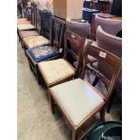 Pair of mahogany drop-in seat dining chairs, together with four other 19th century dining chairs.