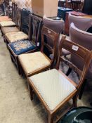 Pair of mahogany drop-in seat dining chairs, together with four other 19th century dining chairs.