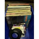 Box of various LP's and singles.