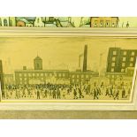 Framed and glazed L S Lowry print together with an L S Lowry block print.