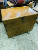 Varnished pine chest.