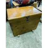 Varnished pine chest.