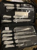 Fujiyama nine knife set and set of twelve Global knives.