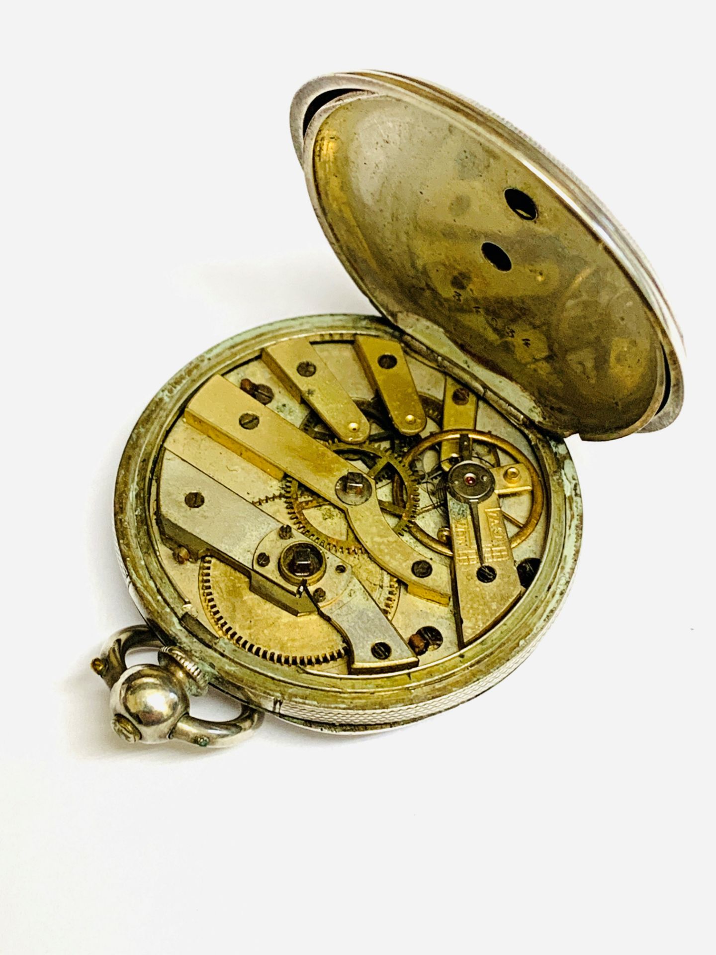 Key wind small pocket watch, case marked 'fine silver', and five other pocket watches. - Image 5 of 7