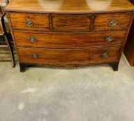 Mahogany bow fronted two over three chest of drawers.