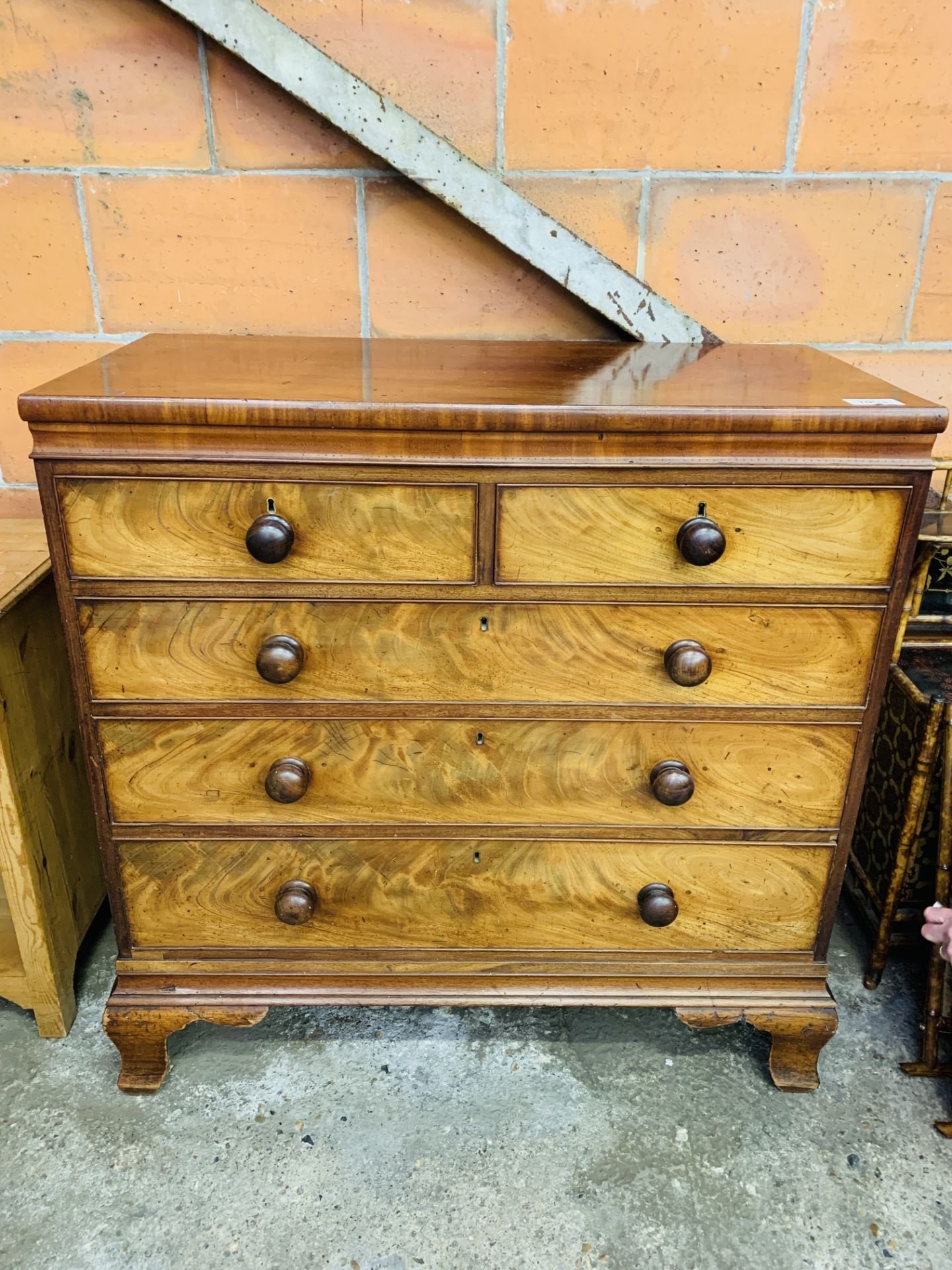 Victorian mahogany chest of two over three graduated drawers with bun handles. - Image 2 of 5