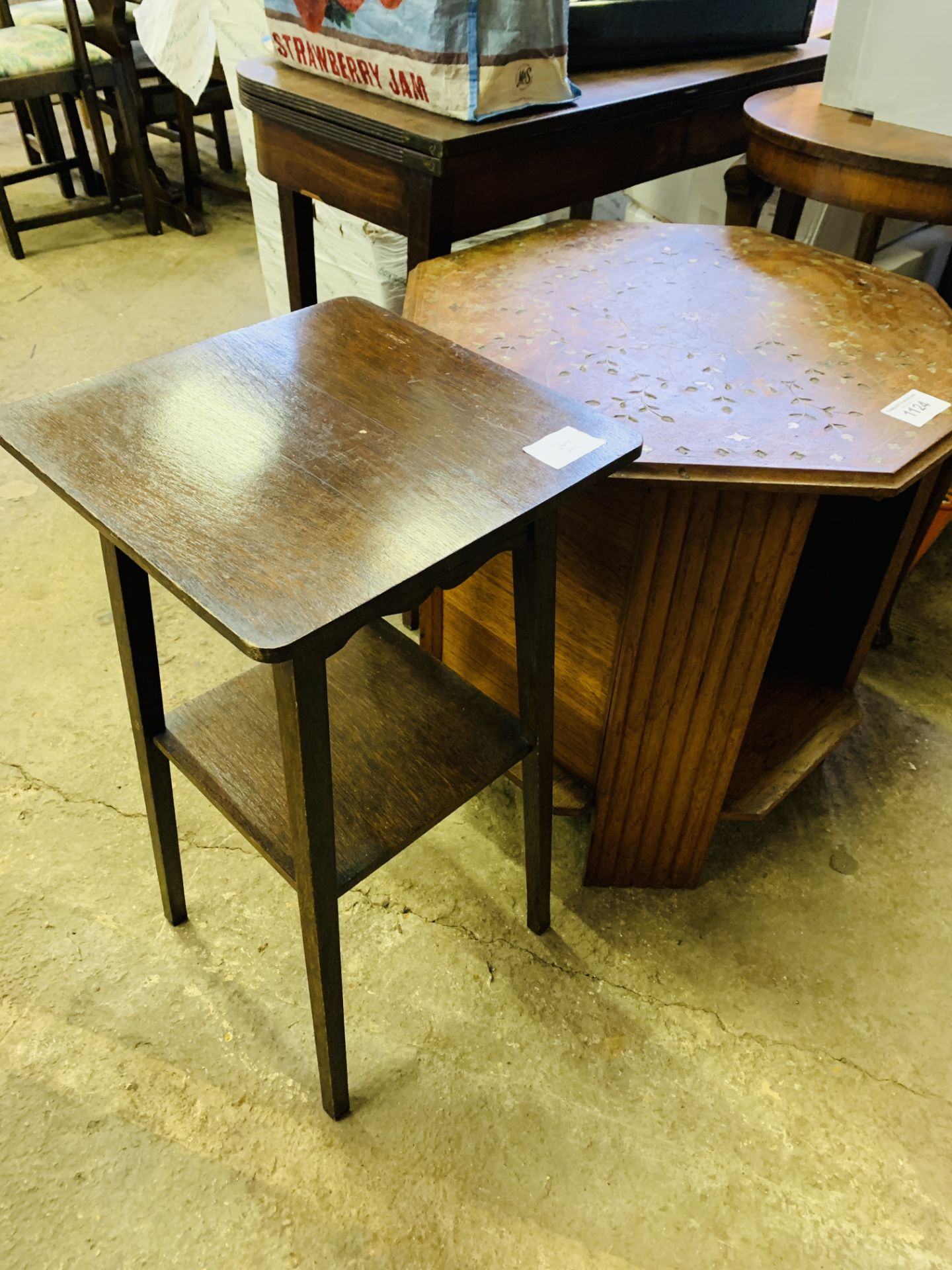 Oak octagonal table, Oak gate leg drop side table, oak display table. - Image 5 of 5