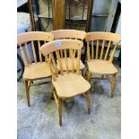 Set of four Windsor style kitchen chairs.