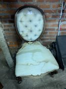 Victorian mahogany framed spoon back nursing chair.