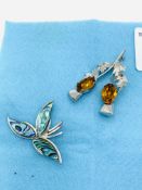 Four 925 silver brooches