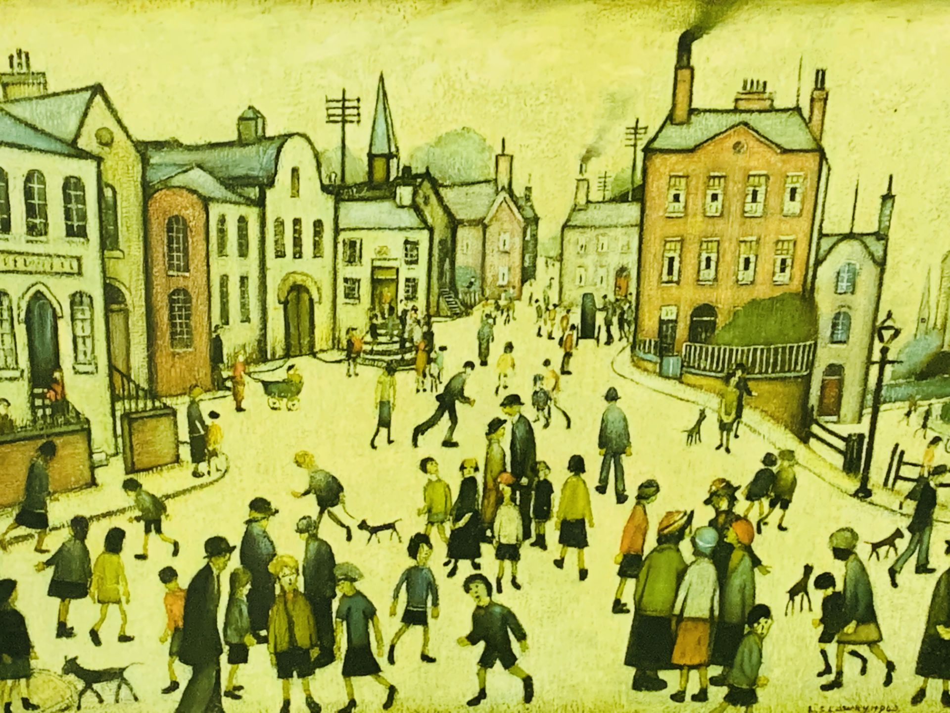 Framed and glazed L S Lowry print together with an L S Lowry block print. - Image 2 of 2