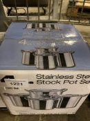 4 stainless steel cooking pots. This item carries VAT.