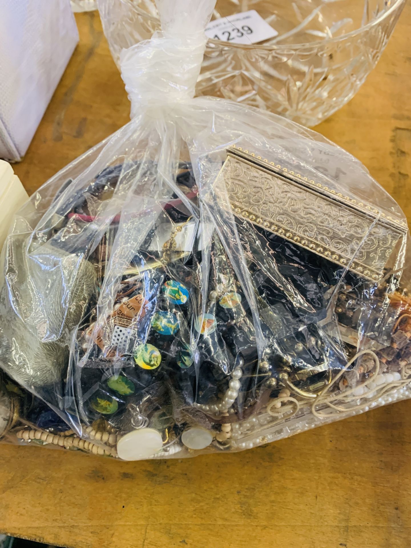 Bag containing a large quantity of costume jewellery. Estimate £20-40. - Image 2 of 2