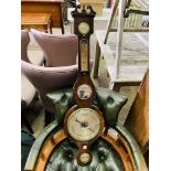 Early 20th century mahogany banjo-style barometer/thermometer.