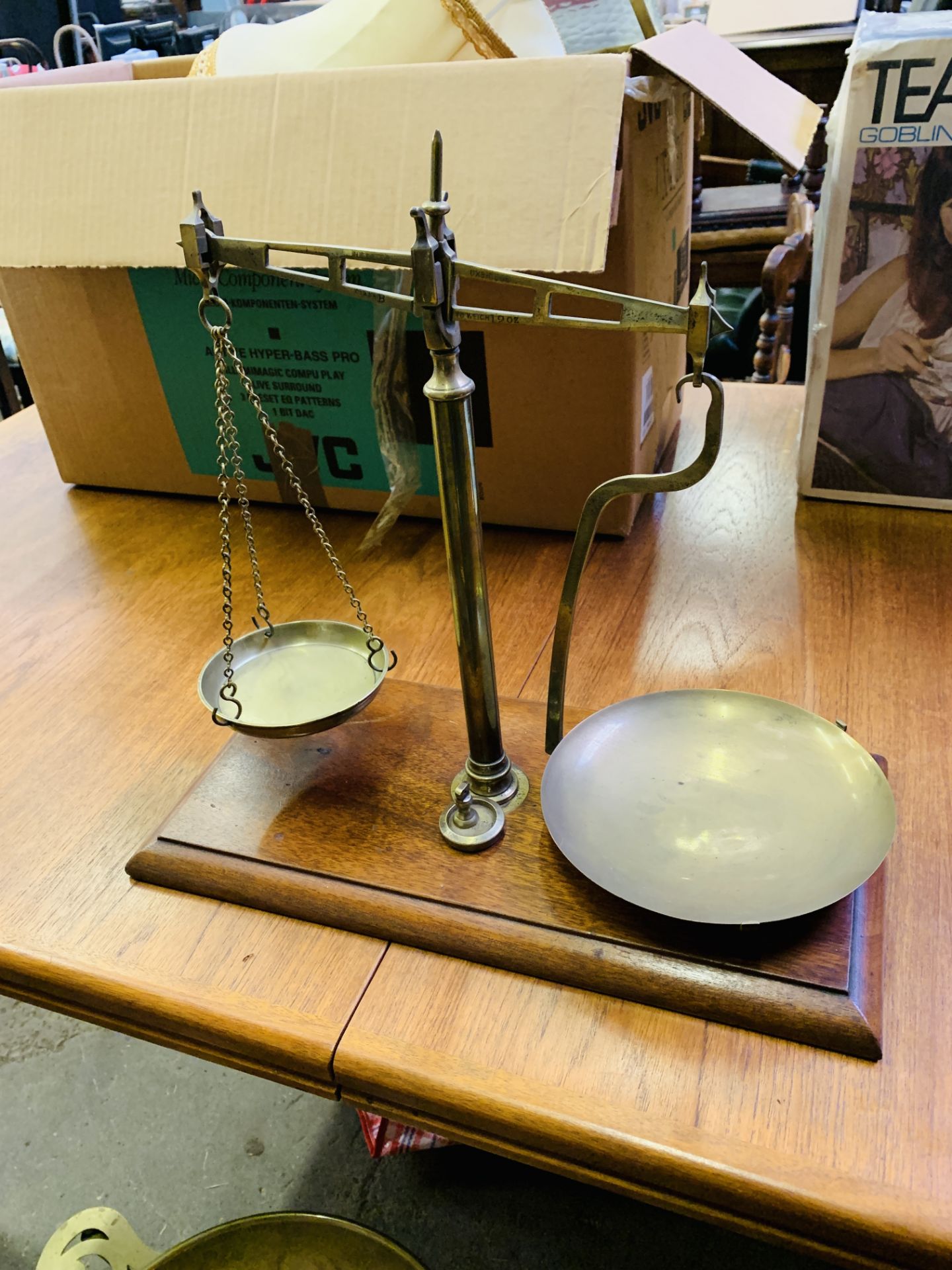 Set of mounted brass scales marked H Slater of Uxbridge. - Image 2 of 2