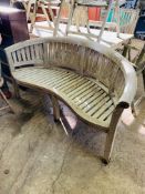 Teak serpentine fronted curved garden bench