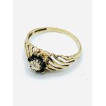 9ct gold sapphire and diamond filigree ring.
