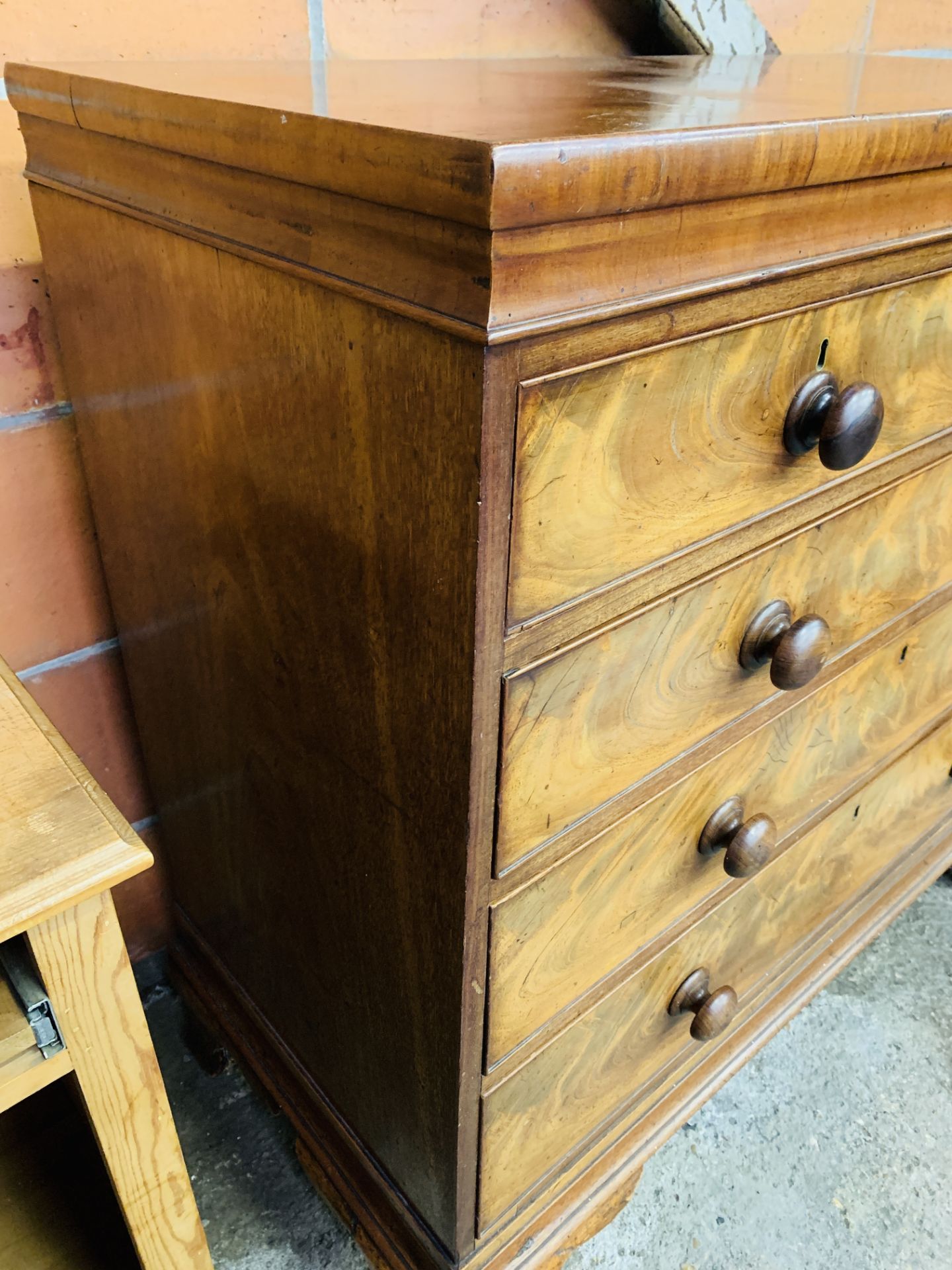 Victorian mahogany chest of two over three graduated drawers with bun handles. - Image 5 of 5