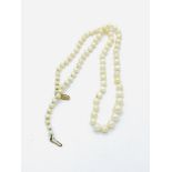 Cultured pearl necklace with 9ct gold clasp.