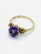 9ct gold amethyst and diamond ring.