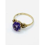 9ct gold amethyst and diamond ring.