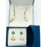 925 silver drop earrings together with two pairs of stud earrings.