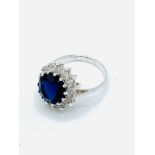 925 silver, sapphire and clear stone ring.