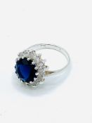 925 silver, sapphire and clear stone ring.