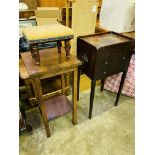 Small cabinet, display table and foot stool.