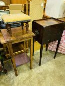 Small cabinet, display table and foot stool.