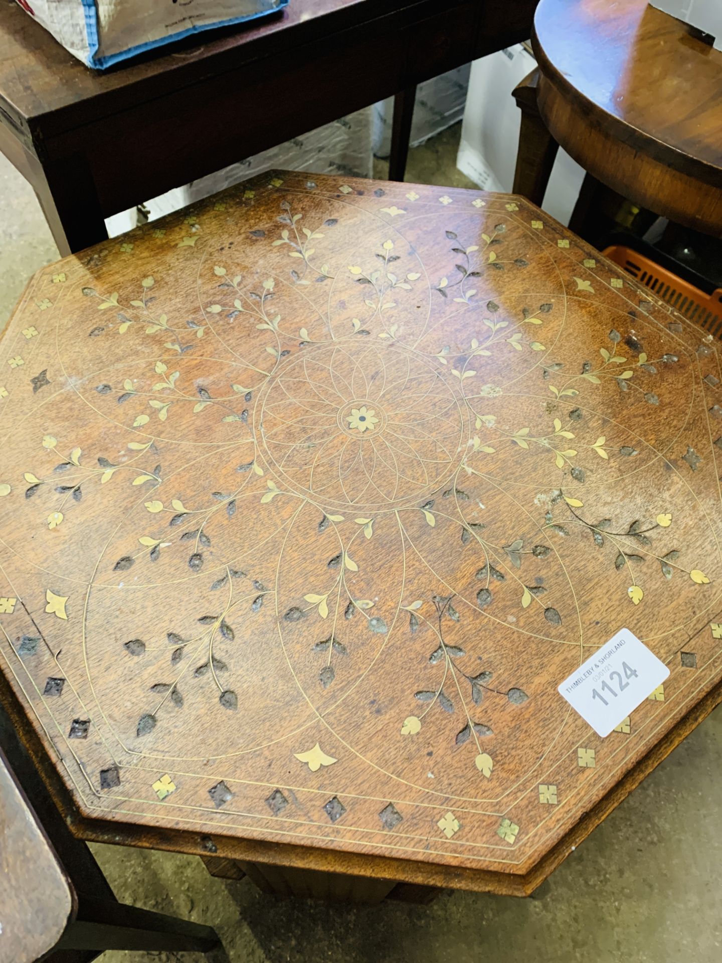 Oak octagonal table, Oak gate leg drop side table, oak display table. - Image 4 of 5