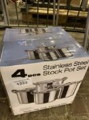 4 stainless steel cooking pots. This item carries VAT.