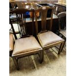 Two mid 19th century drop-in seat mahogany dining chairs with rail splat.