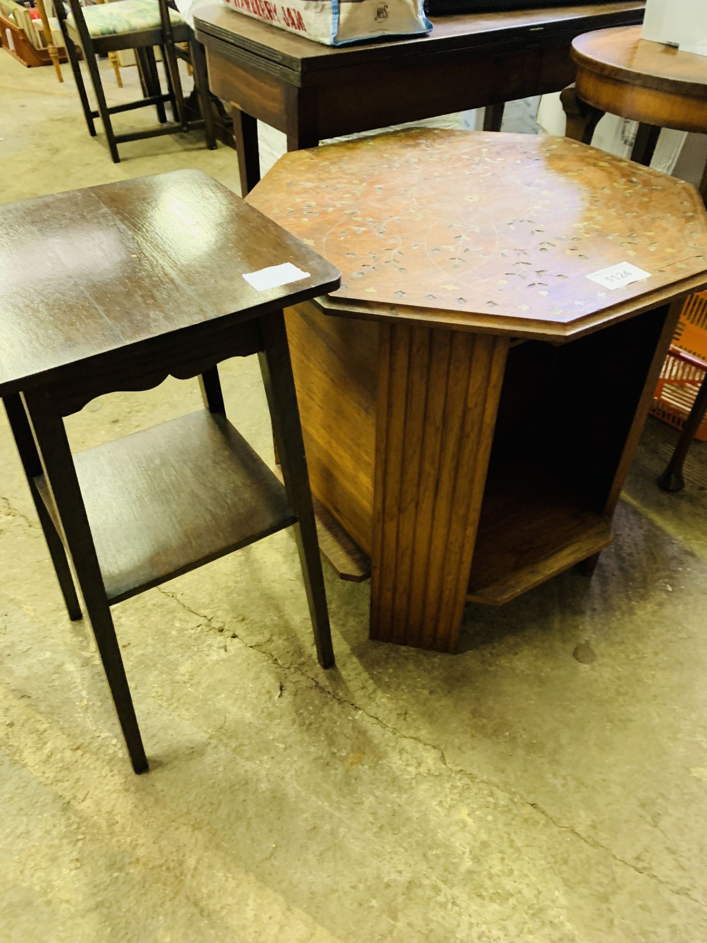 Oak octagonal table, Oak gate leg drop side table, oak display table. - Image 2 of 5