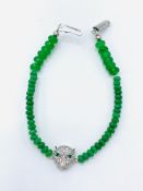 Emerald green bead Panther bracelet.