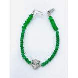 Emerald green bead Panther bracelet.