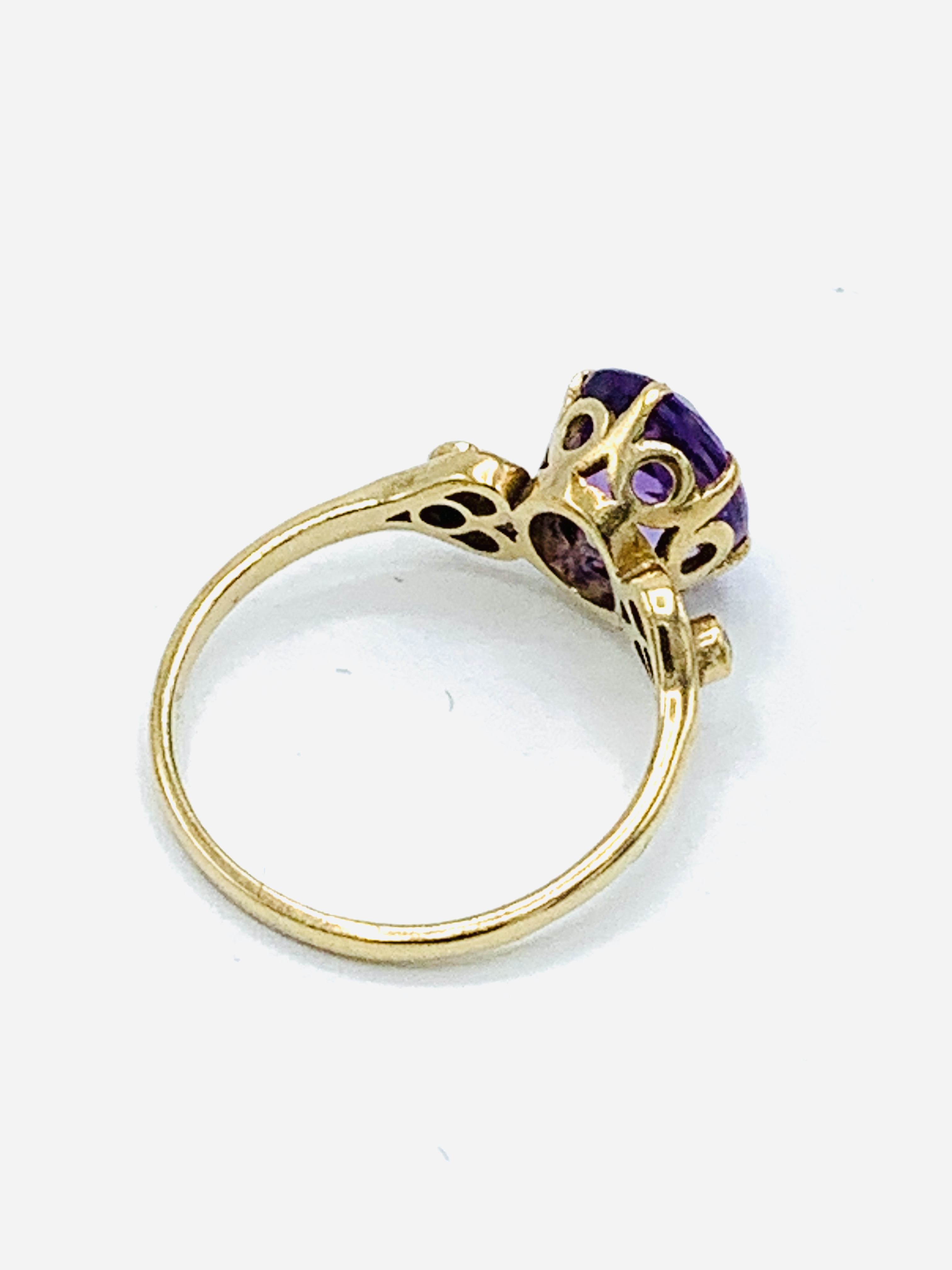 9ct gold amethyst and diamond ring. - Image 3 of 3