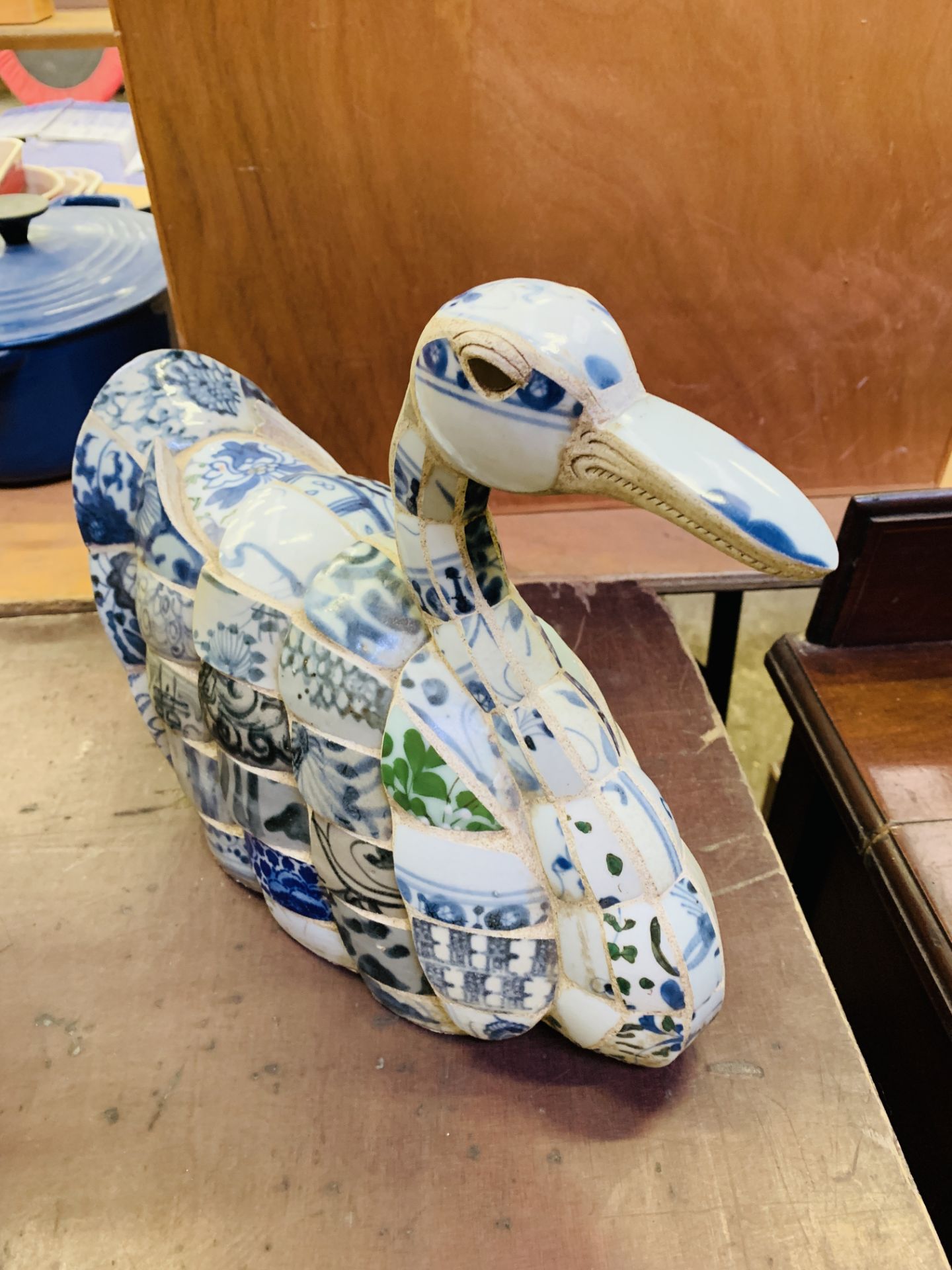 Ceramic mosaic swan figure. - Image 2 of 3