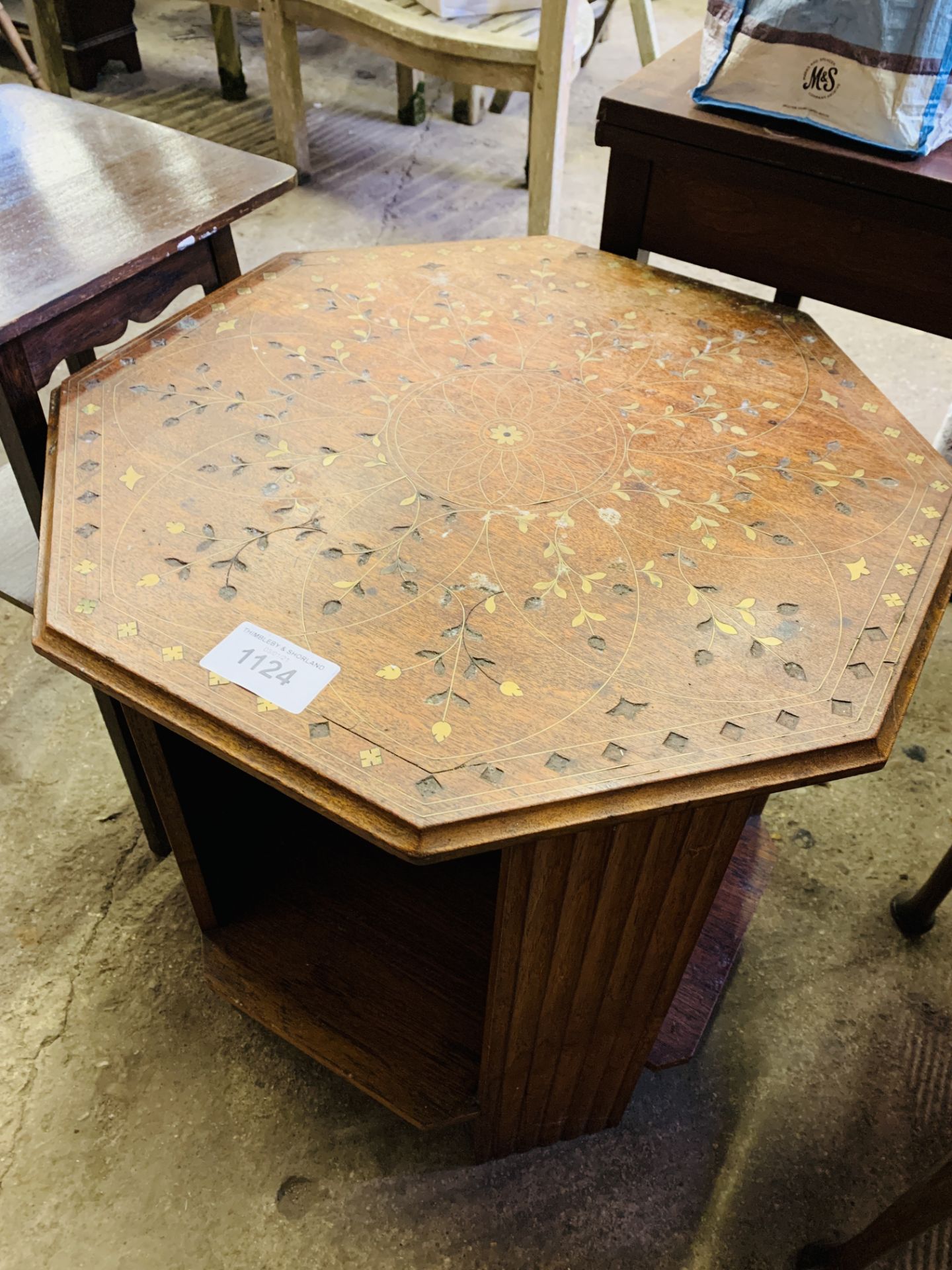 Oak octagonal table, Oak gate leg drop side table, oak display table. - Image 3 of 5