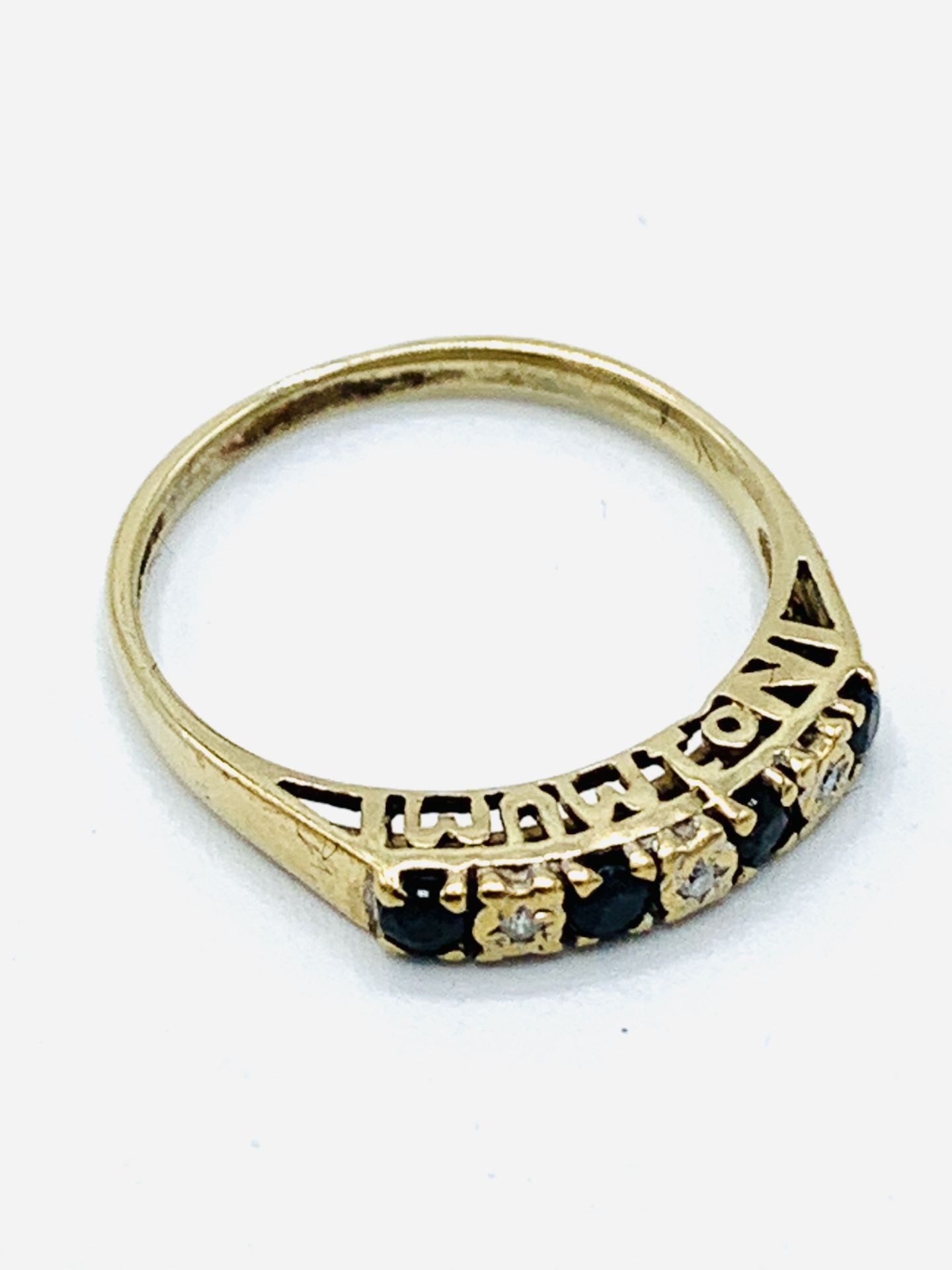 9ct gold sapphire and diamond ring. - Image 2 of 4