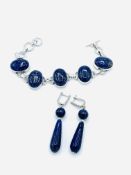 925 silver and lapis lazuli bracelet and earrings.