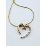 Yellow gold diamond set heart necklace 3.10g