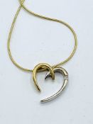 Yellow gold diamond set heart necklace 3.10g