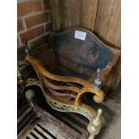 Ornate brass mounted cast iron fire basket.