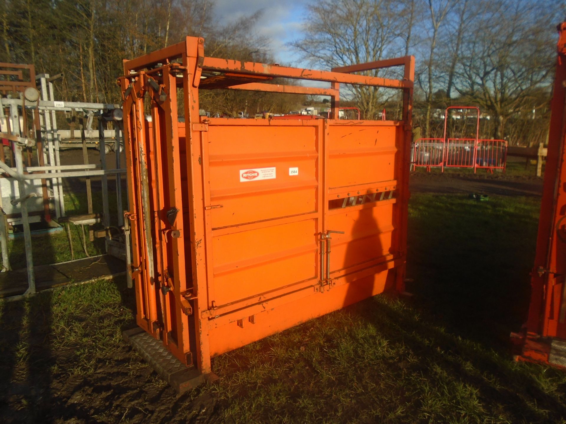 Ritchie cattle crush, auto yoke, chequer plate floor