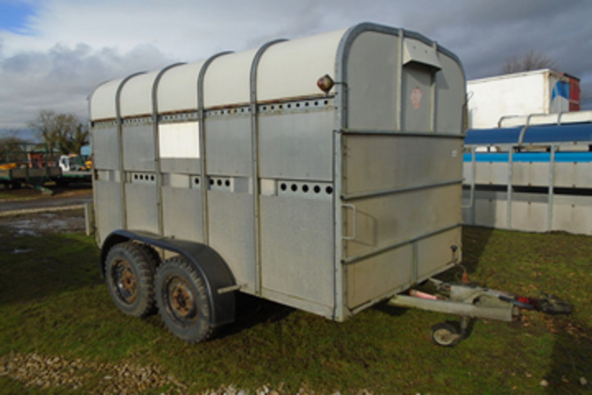 Rice Richardson 10ft twin axle cattle trailer c/w dividing gate, spare wheel, hitch lock