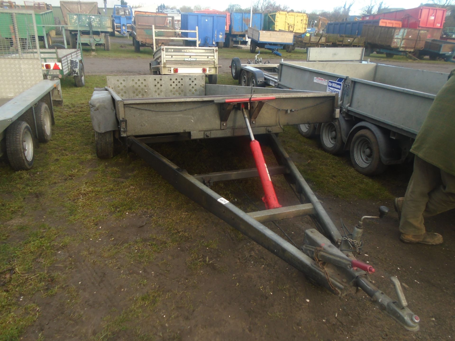 Brenderup hydraulic tip tandem axle machinery trailer