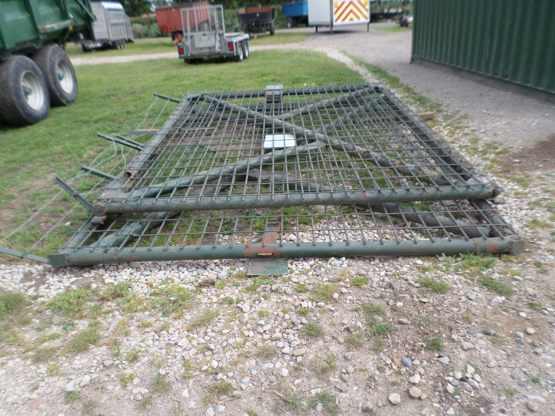 Large pair of heavy duty steel gates, each one 12'x9' - Image 2 of 2