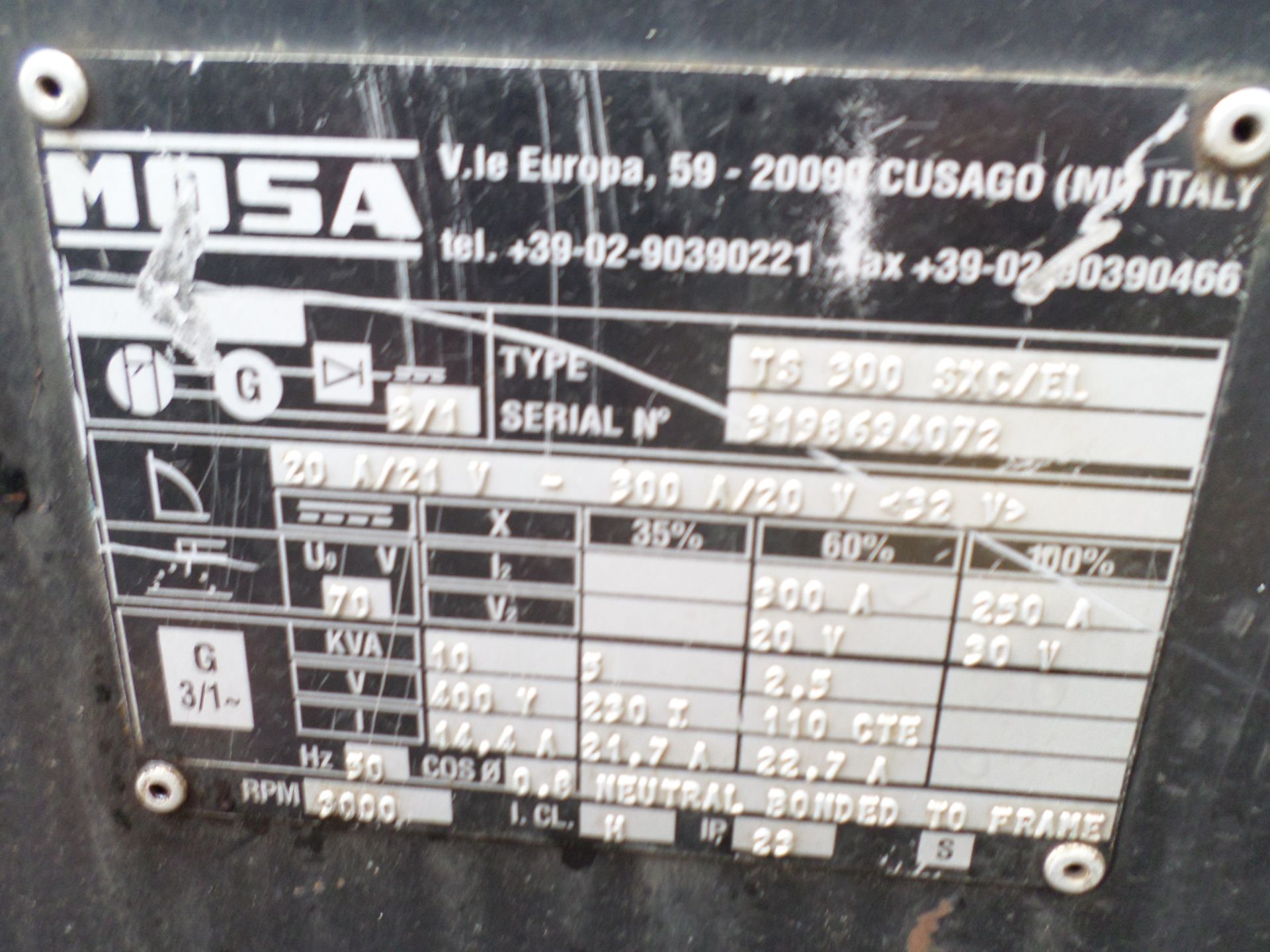 Mosa TS300 welder generator, good engine, no power output NO VAT - Image 2 of 3