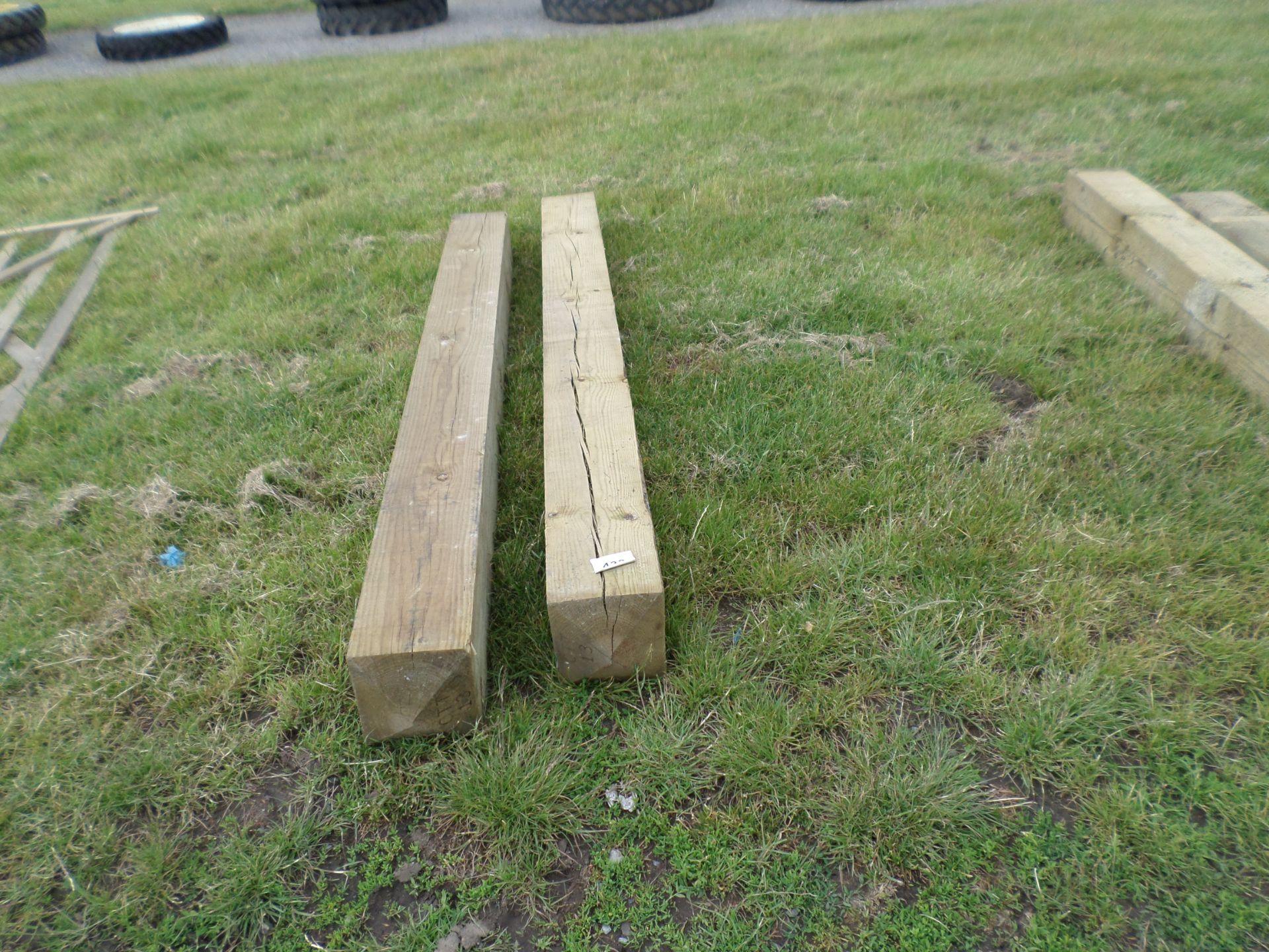 2 x 200mmx200mm tanalised wooden gate posts